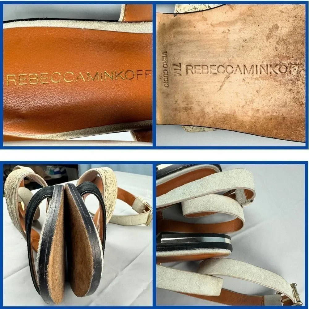 Rebecca Minkoff Vero Cuoio Multicolor Animal Print Ankle Wrap Sandals‎ Size 7M